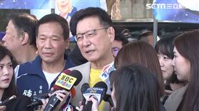 ▲趙少康出席侯友宜、鍾小平聯合競選總部成立大會受訪