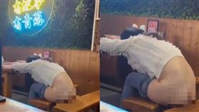 嫩妹喝到斷片！餐館內脫褲尿尿　「屁股大外露」被看光光(圖/翻攝自推特)
