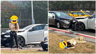 2正妹「車頭撞車頭」　網：頂尖氣囊對決