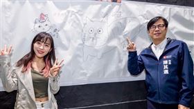 陳其邁、黃捷同框畫貓（圖／黃捷辦公室提供）