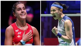 ▲瑪琳（Carolina Marin）、戴資穎年終賽冠軍戰對決。（組合圖／翻攝自BWF官網、Badminton Photo提供）