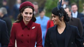 威廉王子、哈利王子、凱特王妃、梅根馬可。（圖／美聯社／達志影像）