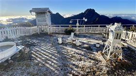 玉山北峰12月18日，植物表面結霜。中央氣象署提供