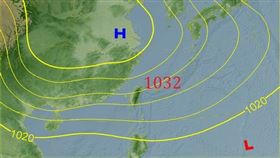 鄭明典表示，1032等壓線跨越台灣，基本上就是寒流預警。（圖／翻攝自鄭明典臉書）
