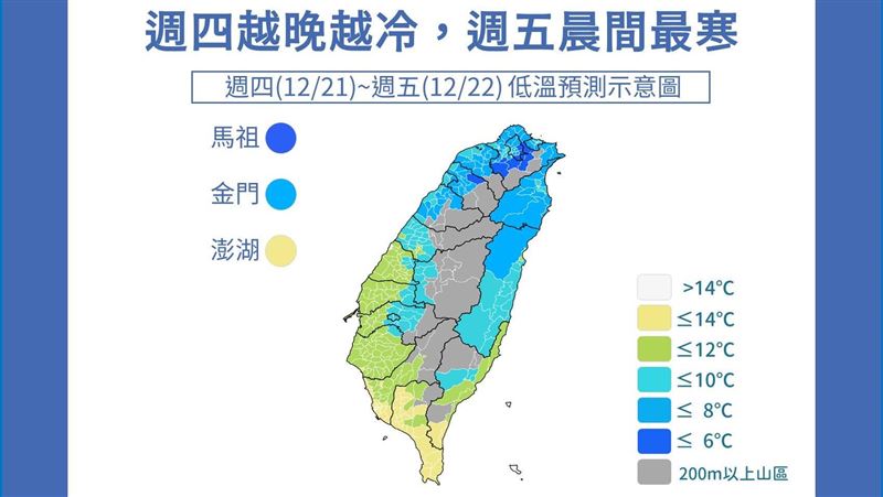 19縣市低溫特報 今晚恐探6度高山有望降雪