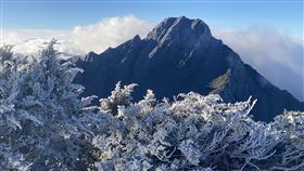 玉山今晨出現霧淞。（圖／氣象署提供）
