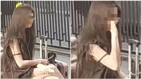 中國網路近日傳出廣東省深圳市龍崗區的布吉街道有一位年輕女子流浪將近2、3個月。（圖／翻攝自微博）