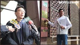 ▲林飛帆到台北地方法院，遞狀自訴王鴻薇誹謗。林國春到台北地檢署告發卓榮泰、林飛帆、林柏裕3人涉貪（圖／記者楊佩琪攝）