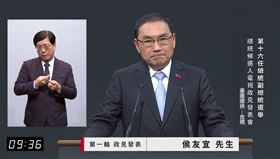 ▲第三場總統電視政見會第一輪侯友宜
