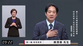▲第三場總統電視政見會第一輪賴清德