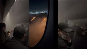 ▲日航機上逃生畫面也曝光。（圖／Ｘ）

