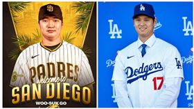 ▲高祐錫以2年450萬美金加盟教士隊，今年3月海外開幕戰有望對決大谷翔平。（組合圖／翻攝自MLB、道奇隊X）