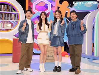 阿Ken、安心亞、張立東「同學來了」韓籍啦啦隊女神安芝儇探班。（圖/記者邱榮吉攝影）