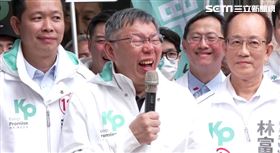 ▲柯文哲高雄車隊掃街競選總部受訪 