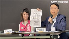 ▲賴清德競選總部發言人陳世凱、立委候選人曾柏瑜共同召開「造謠康十大謊言記者會」記者會。（圖／記者高逸帆攝影）