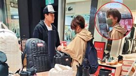 王振復（左）一身輕鬆打扮，陪女友人（右）逛知名潮牌雨鞋店。（圖／鏡週刊）