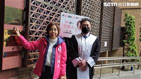 ▲台北市立委中正萬華選區，無黨籍候選人于美人在律師陪同下，赴北檢對鍾小平提告意圖使人不當選。（圖／記者楊佩琪攝）