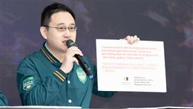 賴清德競選總部發言人戴瑋姍、趙怡翔今（10）日召開「外交休兵？斷交部？藍白將台灣外交走向災難」記者會。（圖／賴清德競總提供）