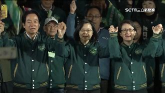 綠凱道造勢破20萬人　蔡高舉賴蕭手拚交棒