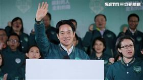 賴清德競選總部，賴清德、蕭美琴、蔡英文。（圖／記者楊澍攝影）