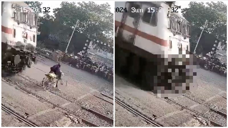 男牽鐵馬闖平交道…下秒「被消失」畫面曝