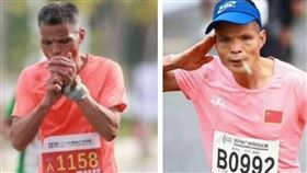 大叔叼菸跑路跑影像瘋傳。（圖／翻攝自微博）