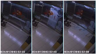 車行玻璃門「冷破」畫面曝光　老闆傻眼