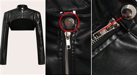 ▲中國快時尚品牌「SHEIN」官網上的一件皮衣，竟有裸男反射在金屬鈕扣上。（圖／鏡週刊提供）

