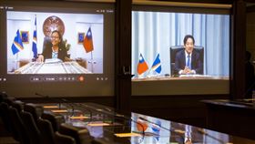 副總統賴清德今（24）日上午與馬紹爾群島共和國新任總統海妮（Hilda C. Heine）進行視訊談話。（圖／總統府提供)