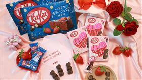 迎西洋情人節與草莓季，「雀巢KitKat巧克力」兩款日本直送、期間限定新品偷新上市。（圖／品牌業者提供）