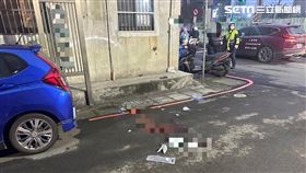 新北鄭姓廚具公司員工維修熱水器時，不慎從5樓陽台墜落身亡。（圖／翻攝畫面）