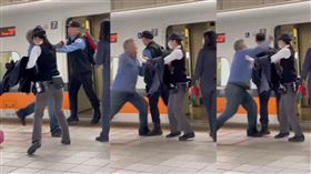 台中高鐵乘客爆打保全　遭過肩摔壓制在地（圖／翻攝畫面）