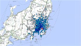 快訊／地牛翻身！日本東京灣規模4.8地震　多地搖晃有感。（圖／翻攝自日本氣象廳）