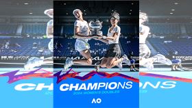 ▲謝淑薇、梅丹斯（Elise Mertens）攜手拿下本屆澳網女雙冠軍。（圖／翻攝自#AusOpen X）