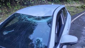 赴花蓮場勘走中橫公路　天降拳頭大落石