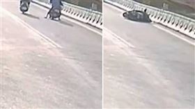 屏東泰武鄉武潭橋發生離奇自摔意外，而該名男騎士當場失去生命跡象且最終不治身亡。（圖／翻攝畫面）