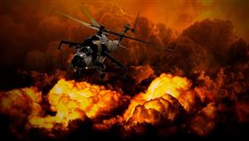 戰爭、空襲、直升機、戰火。（示意圖／翻攝自Pixabay）