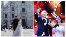 闆妹與老公豪哥去年到米蘭大教堂拍婚紗（圖／翻攝自臉書）