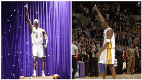 ▲NBA傳奇球星布萊恩（Kobe Bryant）雕像揭幕。（組合圖／翻攝自湖人X）