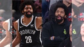 ▲丁威迪（Spencer Dinwiddie）被交易後，現身尼克、獨行俠的比賽。（圖／翻攝自X）