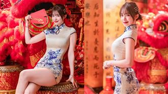 李多慧「穿旗袍拜年」秀美腿　粉絲全暈了