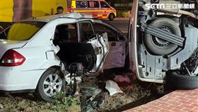 雲林斗南小客車民間救護車車禍，1人命危。(圖/翻攝畫面)