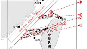國防部發布中共解放軍台海周邊海、空域動態。（圖／國防部提供）