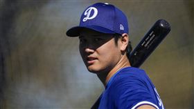 ▲大谷翔平雖然臨時退出了實戰投打對決的打擊練習，但仍進行了春訓第3次戶外打擊練習。（圖／美聯社／達志影像）