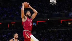 ▲唐斯（Karl-Anthony Towns）在明星賽攻下50分，成為灰狼隊史第1人。（圖／美聯社／達志影像）