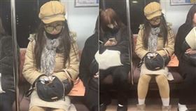 ▲日本地鐵出現都市傳說怪人，打扮成金童玉女的人坐在地鐵上。（圖／翻攝自推特）