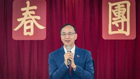 ▲國民黨主席朱立倫、前總統馬英九、國民黨立院黨團總召傅崐萁出席國民黨新春團拜（圖／國民黨提供）