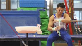 唐嘉鴻備戰奧運資格賽　上槓前先意象訓練台灣體操好手唐嘉鴻目前正持續為奧運資格賽事備戰練習，每次上槓前在場邊穿戴手部護具時，他都會先回想每一個動作，力求套路完整發揮。中央社記者張新偉攝  113年2月12日