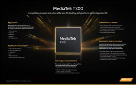 聯發科技 T300 整合射頻單晶片，並採用支持 3GPP Release-17 規格的聯發科技 M60 modem，具備5G的高速、高可靠性和低延遲等優勢，能滿足物聯網裝置對成本和功耗控制的嚴苛要求。