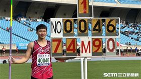 三重高中標槍「最強高中生」黃潮鴻在港都盃第一擲就打破高懸11年的大會紀錄。（圖／記者蔡厚瑄攝影）